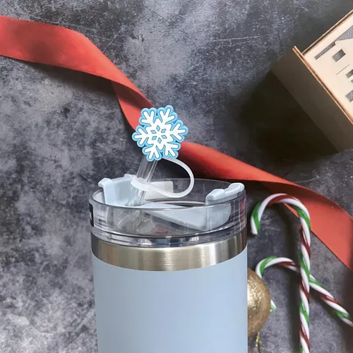 Miniatura 5 de 12 fundas de popote para copa Stanley, cubierta de paja de silicona de Navidad, compatible con vaso Stanley de 30 y 40 onzas, lindo árbol de Navidad