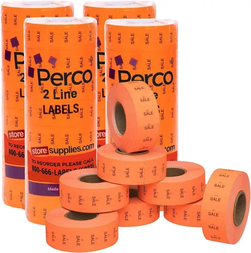 Miniatura 25 de Perco Etiquetas azules de 2 líneas, 6,000 etiquetas de precio en blanco y fecha para pistolas Perco de 2 líneas de precio y fecha, 8 rollos, 1