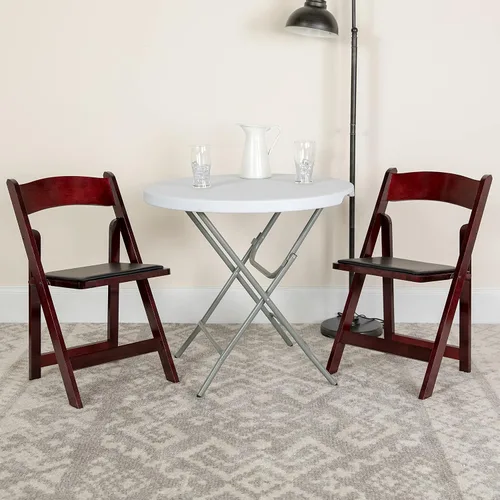 Miniatura 10 de EMMA + OLIVER Paquete de 4 sillas plegables de madera negra con asiento acolchado de vinilo