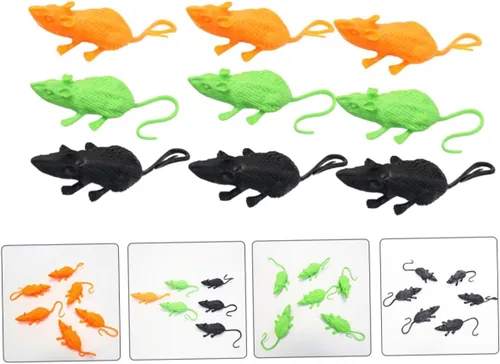 Miniatura 4 de 18Pcs Halloween Simulation Mouse Ornaments Soft Tricky Animal Props for Scary Pranks and Festival Decorations in Black Orange Green