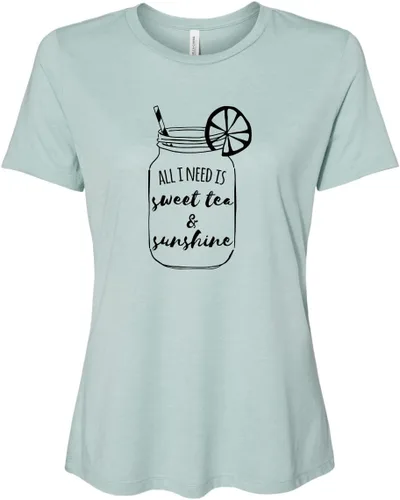 Miniatura 16 de Cute Women's Screen Printed Crew Neck Tee, Shirts With Sayings, Dusty Blue or Olive