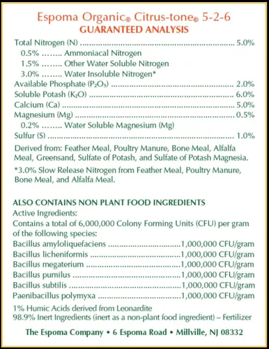 Miniatura 4 de Espoma Fertilizante orgánico de tono cítrico 5-2-6 natural y orgánico y alimento vegetal para todos los árboles de cítricos, frutas, nueces