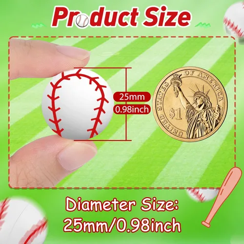 Miniatura 2 de Deekin 200 pelotas inflables de béisbol a granel de 0.98 pulgadas, mini pelotas de goma para rebotar, recuerdos de fiesta deportiva para niños