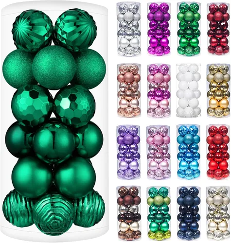 Miniatura 41 de XmasExp - Juego de 24 adornos de bola de Navidad mini irrompibles, adornos para árbol de Navidad, bolas de árbol de Navidad de 30 mm/1.18 pulgadas