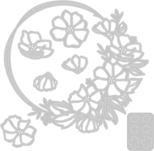 Miniatura 2 de Sizzix Thinlits - Juego de troqueles redondos florales, color plateado