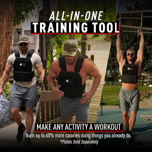 Miniatura 3 de Chaleco con peso ajustable Wolf Tactical para hombres y mujeres - Chaleco de peso para rucking, entrenamiento, correr, caminar y CrossFit para Azul