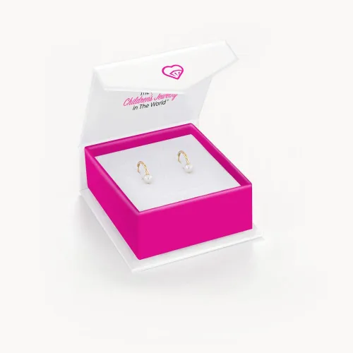 Miniatura 3 de 14k Yellow Gold Freshwater Cultured Pearl Endless Hoop Earrings for Little Girls and Preteens - Classic White Pearls Solid 14k Yellow Gold Hoop