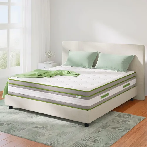 Miniatura 9 de Novilla Colchón tamaño Queen, colchón de espuma de 10 pulgadas, colchones Queen de doble zona de aire con diseño abatible para dormir de espalda