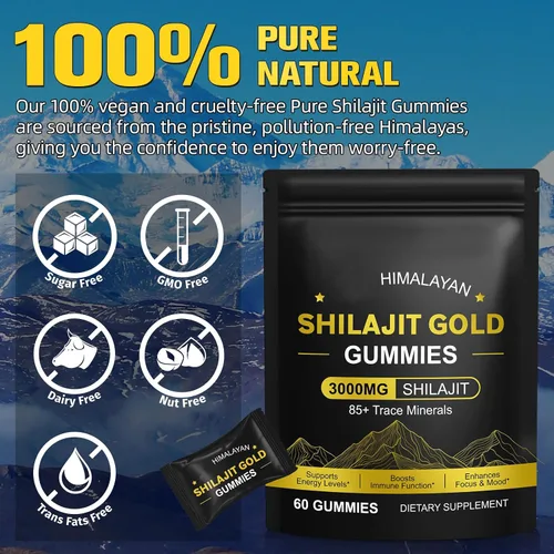 Miniatura 5 de Shilajit - Gomitas para hombres y mujeres, puras y naturales de oro del Himalaya Shilajit que aumentan la energía, apoyo inmunológico y ayuda a