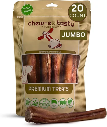 Miniatura 9 de chew-e&tasty Bully Sticks de 11 a 12 pulgadas para perros (paquete de 1 libra) – Golosinas para perros de un solo ingrediente de larga duración