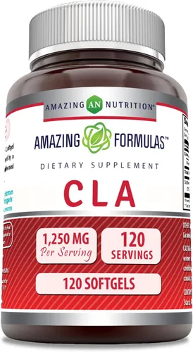 Amazing Formulas CLA (ácido linoleico conjugado) 1250 mg | Suplemento de cápsulas blandas | Sin OMG | Sin gluten | Fabricado en Estados Unidos