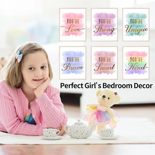 Miniatura 7 de HOMANGA Pósteres de decoración de habitación de niñas, arte de pared para habitaciones de niños, decoración de pared para habitación de niñas