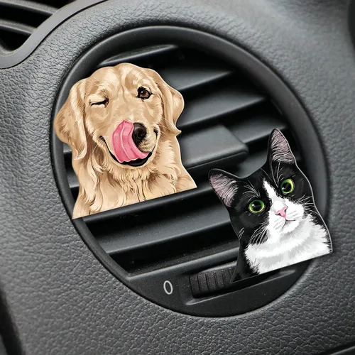 Miniatura 4 de WIRESTER Clip de ventilación con aroma fresco para automóvil, accesorios decorativos, decoración interior para autos Lindo perro perdiguero dorado