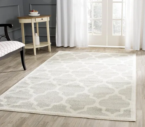 Miniatura 8 de SAFAVIEH Amherst Collection AMT420E - Alfombra para pasillo, 2 pies 3 pulgadas x 7 pies, beige y gris claro, diseño de enrejado marroquí,