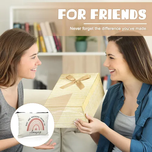 Miniatura 5 de Coume Paquete de 12 bolsas de maquillaje a granel para mujeres, bolsa de cosméticos de lona inspiradora, bolsas de viaje con cremallera, regalos