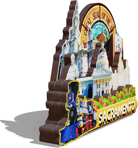Miniatura 2 de Imán de madera de Sacramento de Estados Unidos 3D para nevera, recuerdos coleccionables, regalos, decoraciones hechas a mano, 2