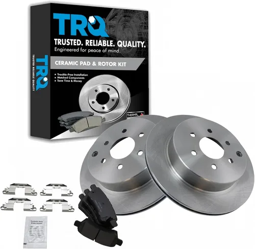 Miniatura 157 de TRQ Kit de rotor de freno trasero y pastillas de cerámica Posi premium compatible con camioneta Chevy GMC
