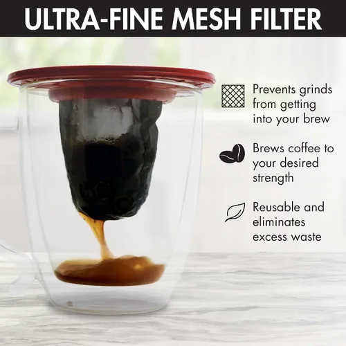Miniatura 4 de Primula - Filtro de café para taza individual, calce casi universal, ideal para viaje, ecológico, reutilizable, filtro de malla fina, apto