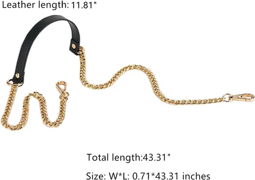 Miniatura 2 de ESUPPORT Correas de repuesto para bolso, cadena de metal de cuero para bolsos cruzados, bolso de hombro, cartera, bricolaje, 43.31 pulgadas de largo