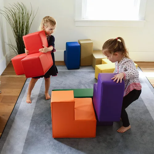 Miniatura 8 de ECR4Kids SoftZone Bloques de construcción inteligentes de espuma, rompecabezas de espuma, surtidos, 7 piezas