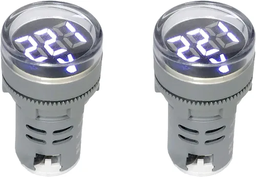 Miniatura 10 de NOYITO Voltímetro digital de CA 80-500V 110V 220V 380V rojo, verde, amarillo, azul, blanco, pantalla digital, cabeza redonda pequeña (paquete de 2)