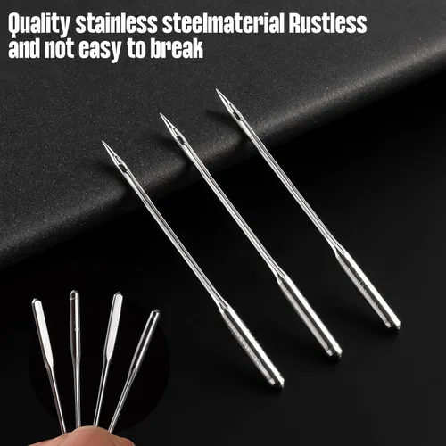 Miniatura 2 de 50 piezas de agujas de máquina de coser universales tamaño 90/14, agujas de máquina de coser resistentes para bordado de cuero y jeans, compatibles