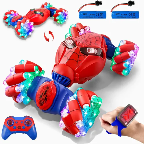 S-pider Rc Juguetes de Coche de Acrobacias con Detección de Gestos para Niños de 4-14 Años, Coche de Deriva Control Manual Control Remoto con Luz y