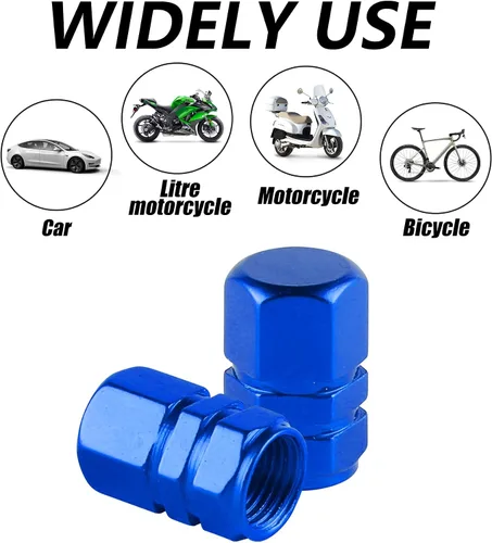 Miniatura 5 de alpmosn Tapones de Vástago de Válvula de Neumático de Aluminio, Cubiertas de Válvula de Rueda, Tapa de Neumático a Prueba de Polvo, Accesorios Azul