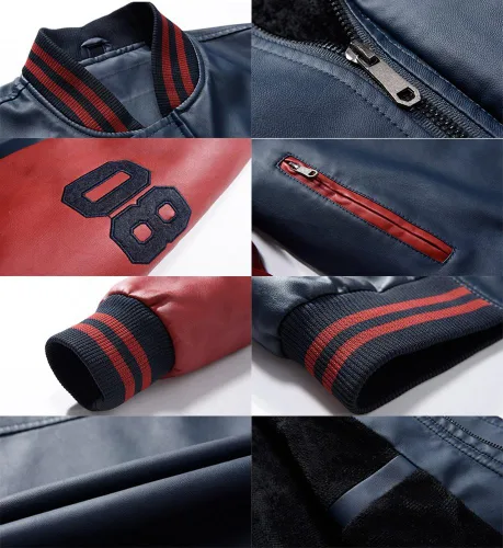 Miniatura 4 de Lavnis Chaqueta de piel sintética para hombre, cuello alto, abrigo ajustado, Negro