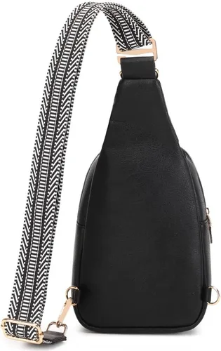 Miniatura 7 de WSRYDLDJ - Bolso bandolera pequeño de cuero para mujer, Negro Bo