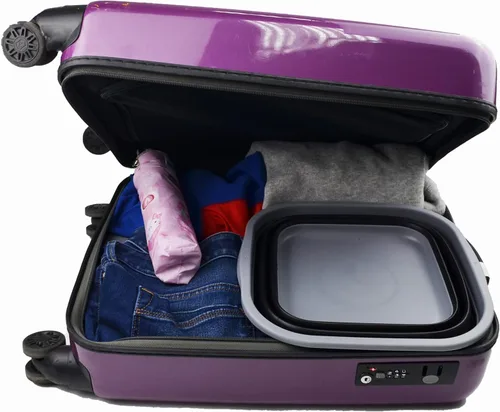 Miniatura 5 de SAMMART Tina plegable de 5.5 L (1.4 galones) - Tina plegable - Lavabo portátil - Tina de plástico que ahorra espacio (gris oscuro/negro, 1)