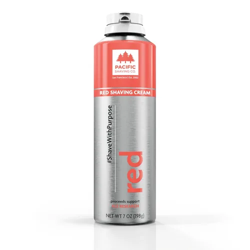 Pacific Shaving Company Red Shaving Cream - Crema de afeitar colorida espumosa - Crema de afeitar hidratante, reductora del enrojecimiento + crema