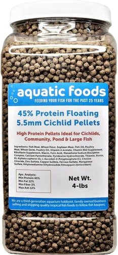 Miniatura 3 de Pellets de cíclidos, 45 % de proteína flotante de 0.217 in (7/32 pulgadas) para Oscar más grandes, cíclidos centroamericanos, sudamericanos, frasco