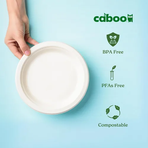 Miniatura 3 de Caboo Cuencos desechables de papel de bambú, paquete de 125 cuencos biodegradables resistentes de 14 onzas, cuenco compostable, cuenco de fiesta