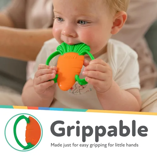 Miniatura 3 de Nuby Veggie - Mordedor para aliviar la dentición, suave juguete de dentición para bebés durante más de 3 meses, zanahoria, relleno de cesta de Pascua