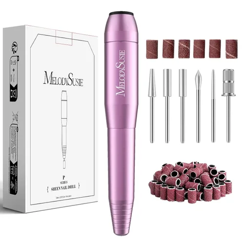 Miniatura 10 de MelodySusie - Kit de torno eléctrico PC120I negro con lima portátil para uñas de gel y acrílico, incluye fresas, bandas de limado, dorado