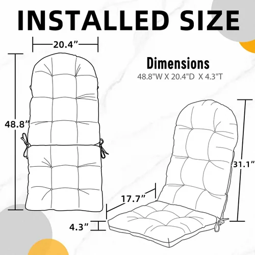 Miniatura 7 de FILUXE - Cojín para silla Adirondack y mecedora, cojines de patio de respaldo alto - Almohada acolchada sólida impermeable, almohadones