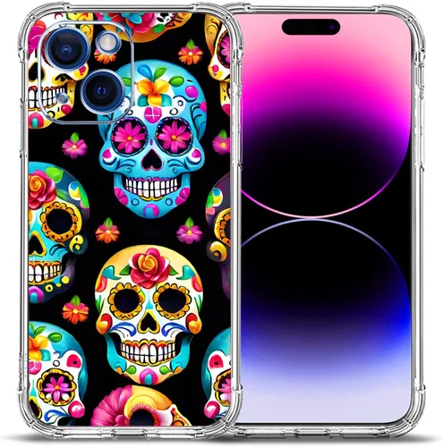 Miniatura 21 de Funda para iPhone 15, colorida mariposa flores protección contra caídas a prueba de golpes TPU cuerpo completo protector resistente a los arañazos