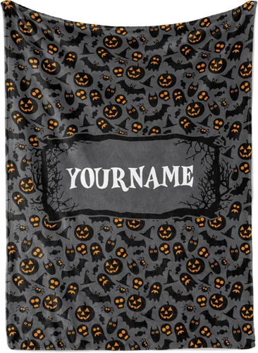Manta personalizada de murciélagos de Halloween, se envía al día siguiente, fabricada en Estados Unidos, suave, ligera, manta de vellón o sherpa