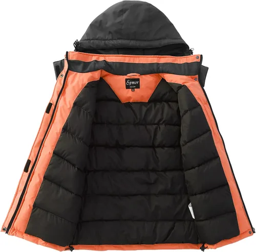 Miniatura 2 de Spmor Chaqueta de esquí impermeable con capucha para mujer, abrigo de snowboard cálido para invierno