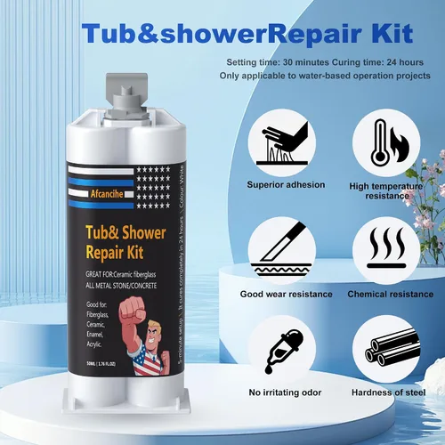 Miniatura 2 de Kit de reparación de bañera blanco, excelente para ducha de fibra de vidrio marina, fregadero de porcelana, cerámica, parche de bañera de acrílico
