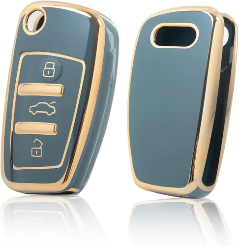 Miniatura 9 de Xotic Tech - Funda protectora de TPU con 3 botones de protección completa para llave sin llave, control remoto, con llavero compatible con Audi A3