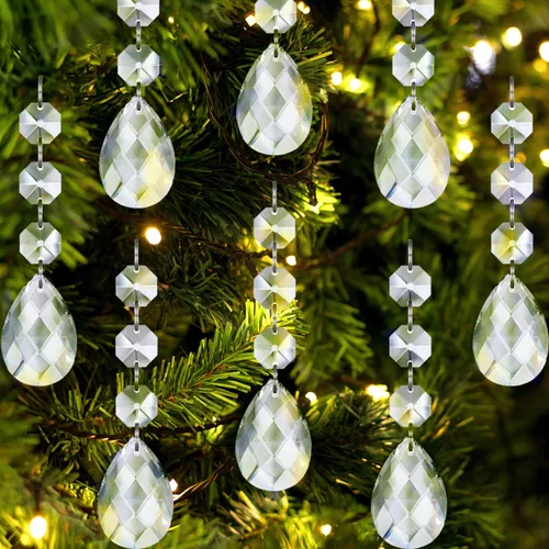 Miniatura 9 de Jishi 30 piezas de adornos de copo de nieve de cristal para decoración de árbol de Navidad, adornos de copo de nieve de acrílico transparente