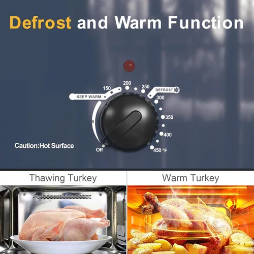 Miniatura 7 de Sunvivi Horno Asador, Horno Eléctrico Asador con Tapa de Auto-Rociado, 24 libras 20 cuartos de galón, Asadores de Pavo con Función Única de Azul