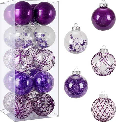 Miniatura 20 de Juego de adornos de bola de Navidad, 20 unidades, grandes, color negro transparente, inastillables, 3.150 in/3.15 pulgadas, adornos de Navidad
