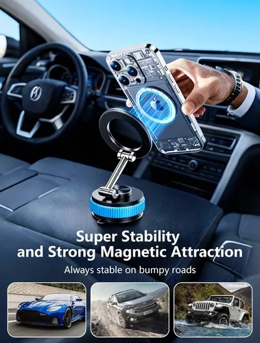 Miniatura 3 de Soporte de teléfono de coche para Magsafe [98 + libras de succión más fuerte y 2400 gf magnético] Soporte de teléfono ajustable de 360° para tu auto