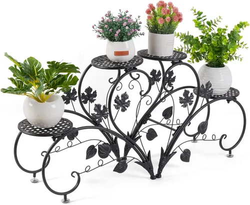 unho Soporte para plantas en forma de corazón: juego de 2 estantes de metal para flores, de hierro en maceta, estantes de exhibición para patio,