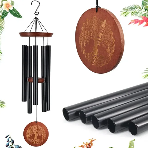 Campanillas de viento para exteriores, campanillas de viento al aire libre para madre y abuela - Gran decoración colgante de jardín con grabado del