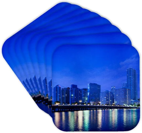 Miniatura 8 de 3dRose Danita Delimont - Florida - Estados Unidos, Florida, Miami, ciudad de Brickell Key, amanecer. - Juego de 4 posavasos - Soft (cst_205552_1)