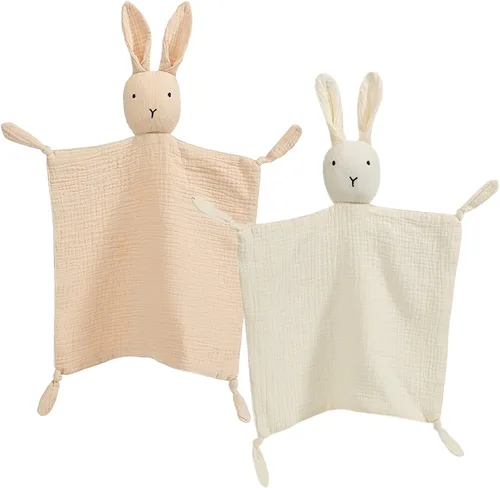 Miniatura 17 de insular Manta de conejo Lovey para niños y niñas, manta de seguridad de muselina de algodón orgánico para bebés, suave y transpirable, toalla Conejo